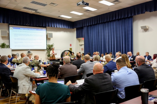 Department of Defense leaders from across the joint services attended the Organic Industrial Base (OIB) Commanders & Leaders Peer-to-Peer (P2P) Meeting, hosted by Production Plant Albany, Marine Depot Maintenance Command at Marine Corps Logistics Base, Albany, Ga. from June 10-12