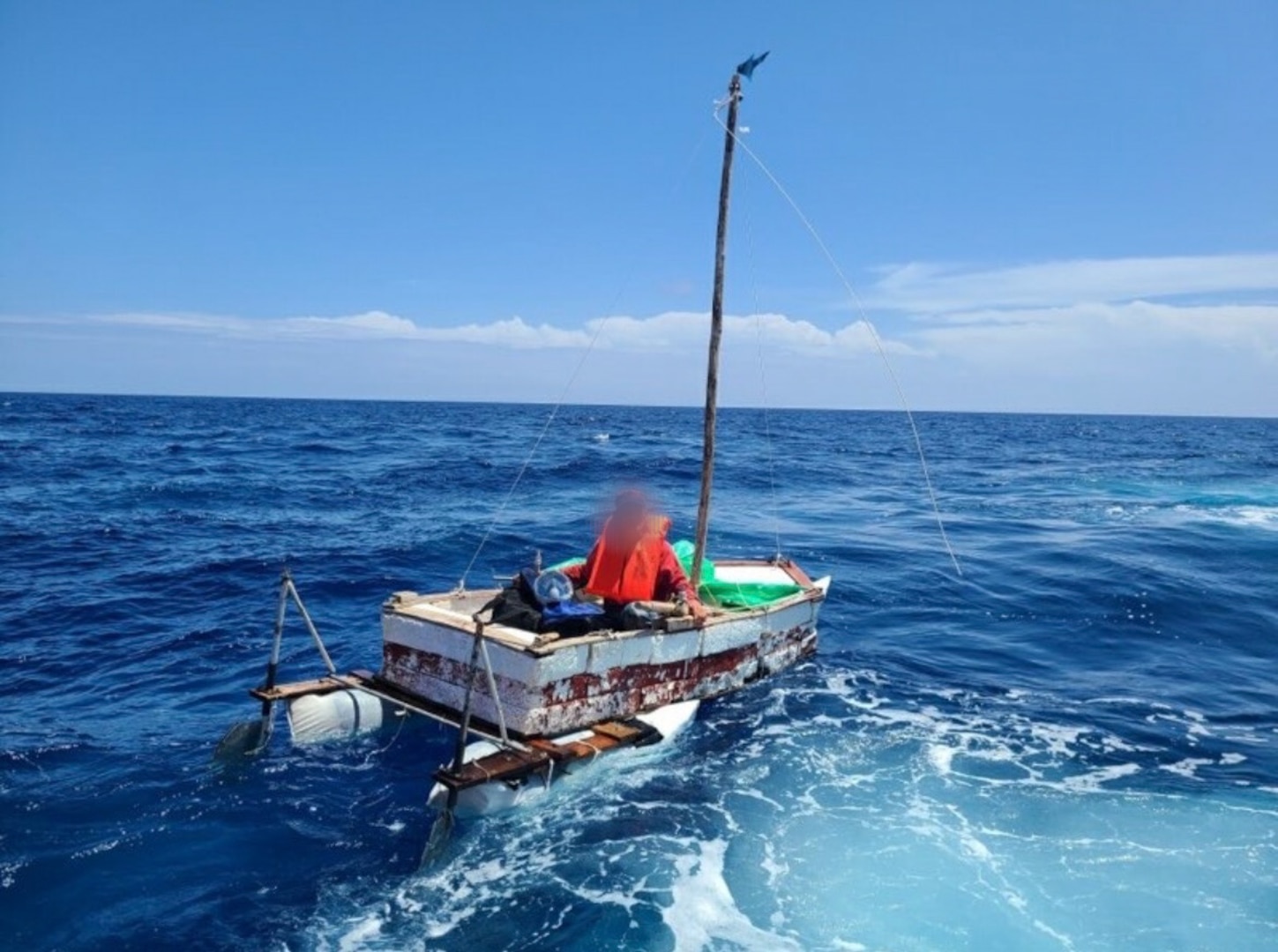 A migrant in a vessel making way near the Florida Keys.