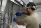 U.S. Air Force Airman 1st Class Braelin Tindall, 633d Logistics Readiness Squadron petroleum, oils, and lubricants fuels distribution operator, performs a gravitational analysis at Joint Base Langley-Eustis, Virginia, June 13, 2024. The analysis is used to ensure the fuel filters are working properly to reduce the chance of the engine malfunctioning. (U.S. Air Force photo by Airman 1st Class Adisen Smith)