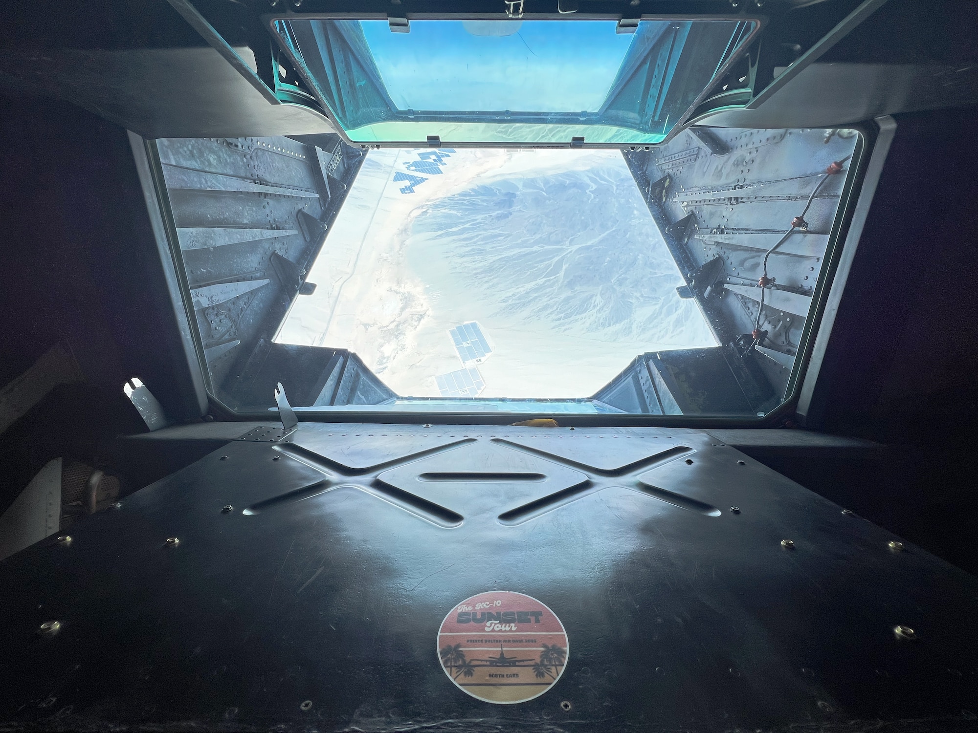 This is one of the final views of the inside of a KC-10A Extender flying over the Arizona, California boarder. The 79th ARS aircrew was delivering one of the last seven airframes to Davis-Monthan Air Force Base in Arizona.