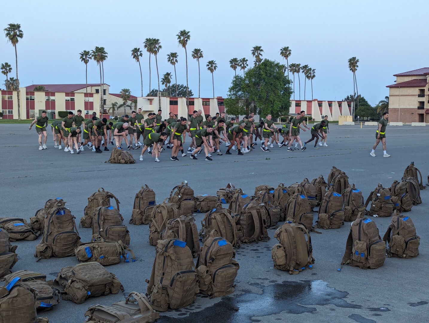 Students at Field Medical Training Battalion – West conduct physical training utilizing a new PT playbook designed by Lt. Cmdr. Yui Wong and Navy Lt. Erin Wippermann, physical therapists from Naval Hospital Camp Pendleton. As a result of the new program, the students have a 100% pass rate of all physical training requirements combined with nearly a 90% decrease in training related musculoskeletal injuries. FMTB-West is the Navy Enlisted Classification code – producing school for the Navy and Marine Corps on the west coast and provides ready and trained Field Medical Service Technicians to the Marine Corps, Navy Expeditionary Forces, Naval Construction Battalions, and throughout the Navy fleet.



Photo courtesy of Lt. Cmdr. Yui Wong