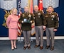 U.S. Army Top 13 recruiter poses with USAREC Commanding General Johnny Davis, USAREC Command Sergeant Major Shade Munday and Secretary of the Army Christine Wormuth