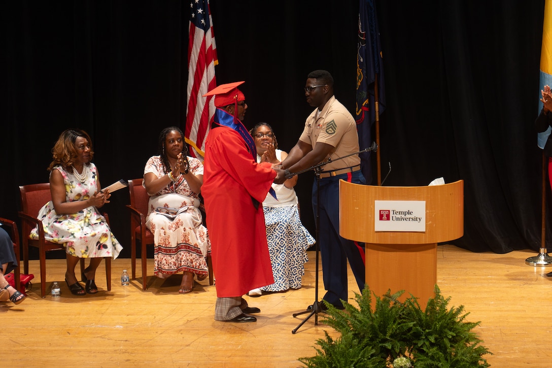 U.S. Marine veteran Joseph Bond accomplished his lifelong goal and graduated high school at 72 years old on June 13, 2024. Bond enlisted in the Marine Corps at 17 years old before graduating high school and made a promise to his mother before she passed away that he would finish school. (U.S. Marine Corps photo by Cpl. Christian Cortez)