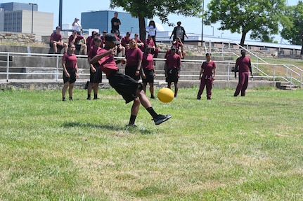 Capital Guardian Youth ChalleNGe Academy (CGYCA) and Maryland Freestate ChalleNGe Academy cadets compete in Battle of the Beltway, in Laurel, Md., June 18, 2024. Cadets competed against each other in five categories to include an obstacle course, drill and ceremony, basketball, kickball, and physical fitness.