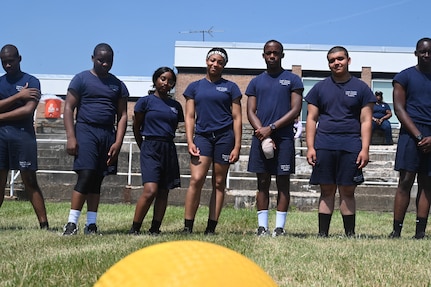 Capital Guardian Youth ChalleNGe Academy (CGYCA) and Maryland Freestate ChalleNGe Academy cadets compete in Battle of the Beltway, in Laurel, Md., June 18, 2024. Cadets competed against each other in five categories to include an obstacle course, drill and ceremony, basketball, kickball, and physical fitness.