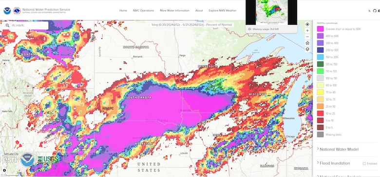 Heavy rains, in excess of 5-7 inches and at least or greater than 600% of normal have falling in the past 24 hours in eastern South Dakota, northeastern Nebraska, and southeastern Iowa. The heavy rains are increasing runoff into the Missuori River basin with flooding forecast on several tributaries downstream of Gavins Point dam.