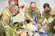 Medics from the 628th Aviation Support Battalion, 28th Expeditionary Combat Aviation Brigade and the 193rd Special Operations Wing trained together during Operation Guardian Angel June 18 at Fort Indiantown Gap, Pa. (U.S. Army National Guard photo by Spc. Jessica Barb)