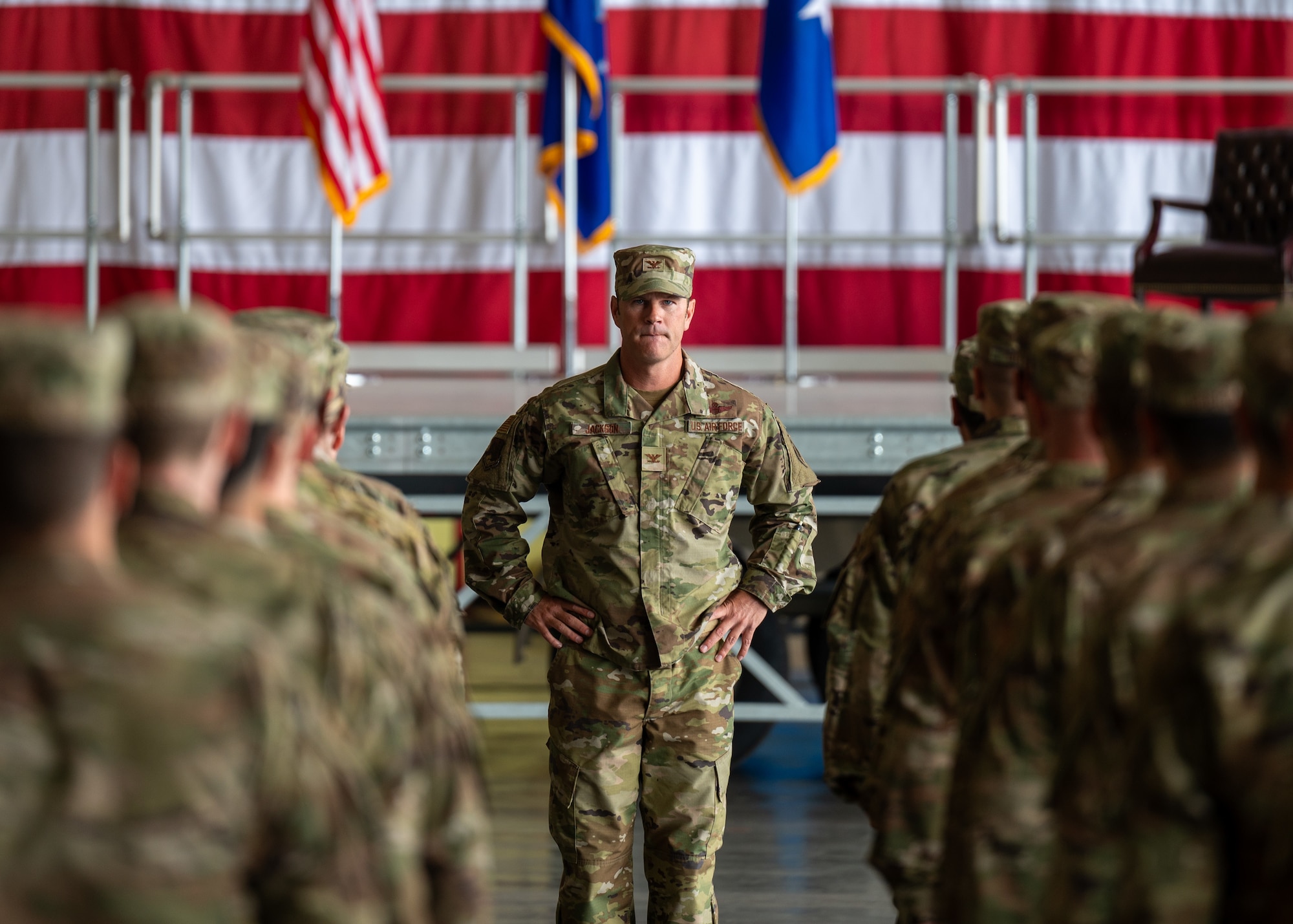 A man inspects a formation.