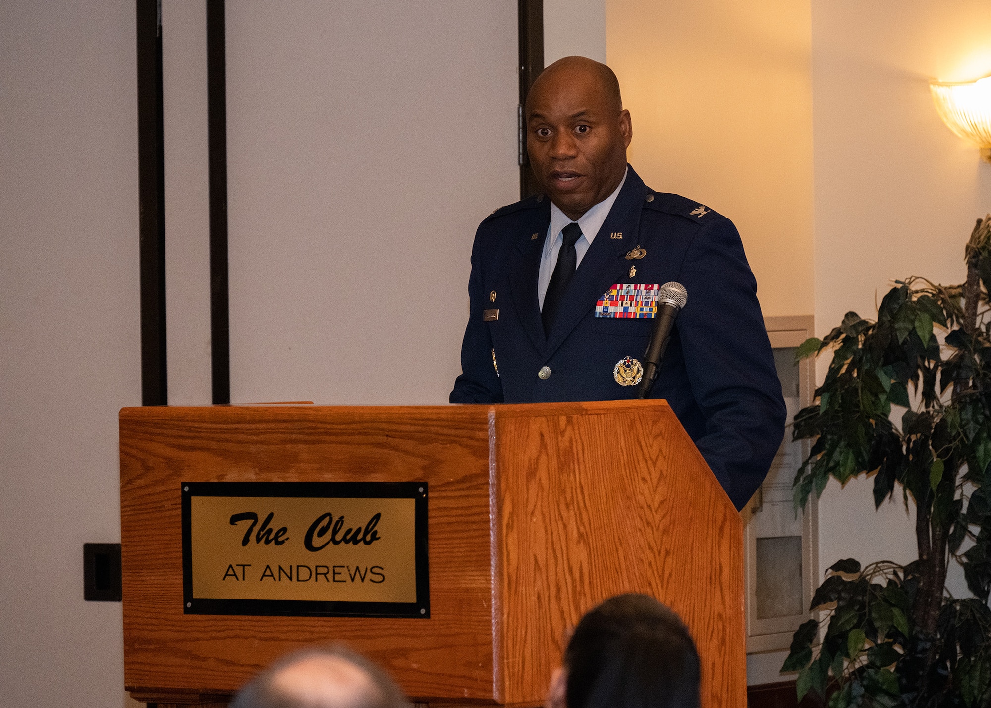 U.S. Air Force Col. Todd E. Randolph, 316th Wing and installation commander, speaks during the Small Business Summit at Joint Base Andrews, Md., June 13, 2024.