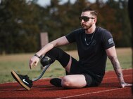 U.S. Army veteran Cpl. Patrick Dayton waits for his turn to compete in the field event at the 2024 Army Trials, Fort Liberty, North Carolina