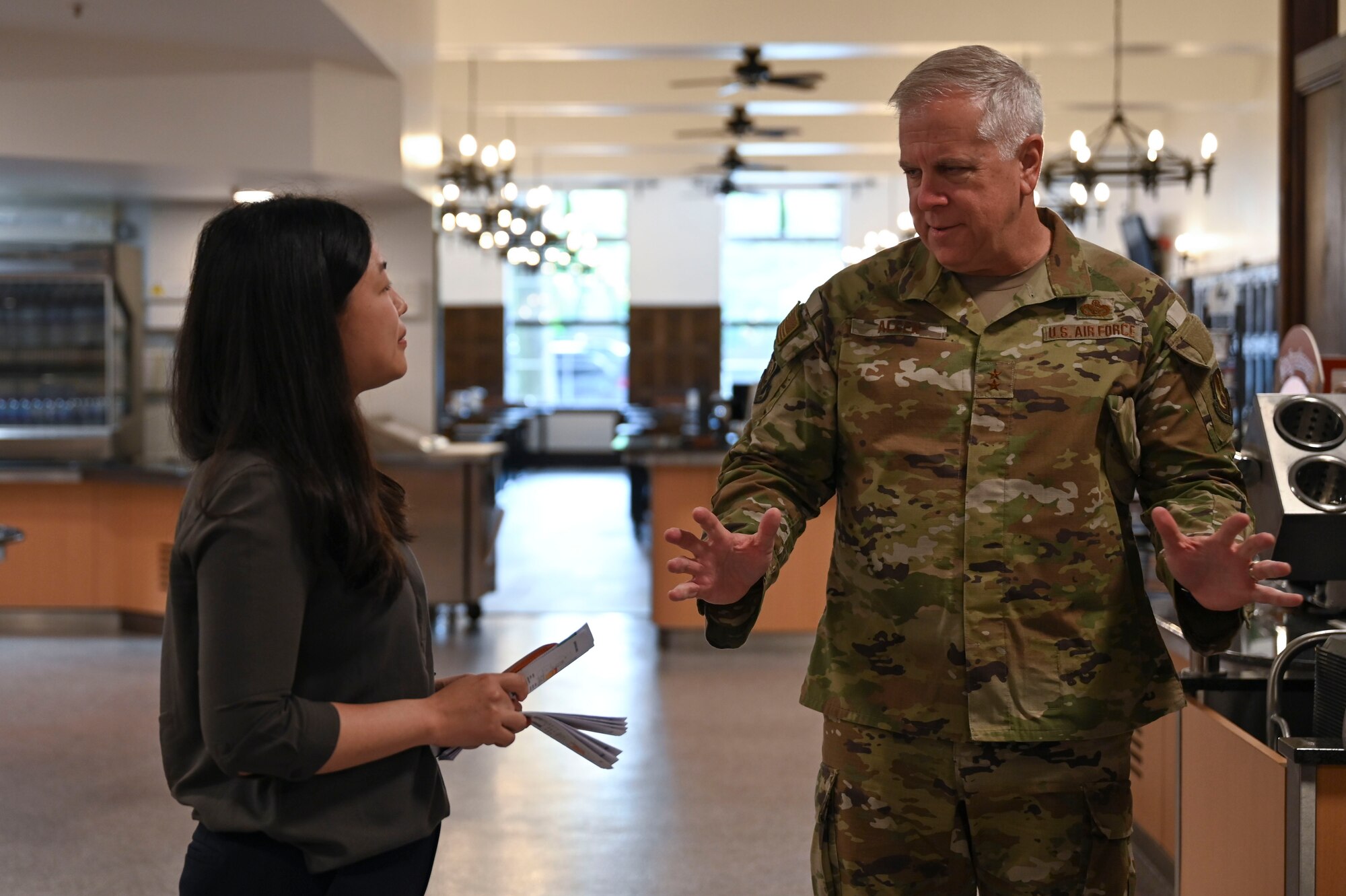 Allen visited RAF Mildenhall to learn how USAFIMSC can better support Airmen and improve the DFAC.