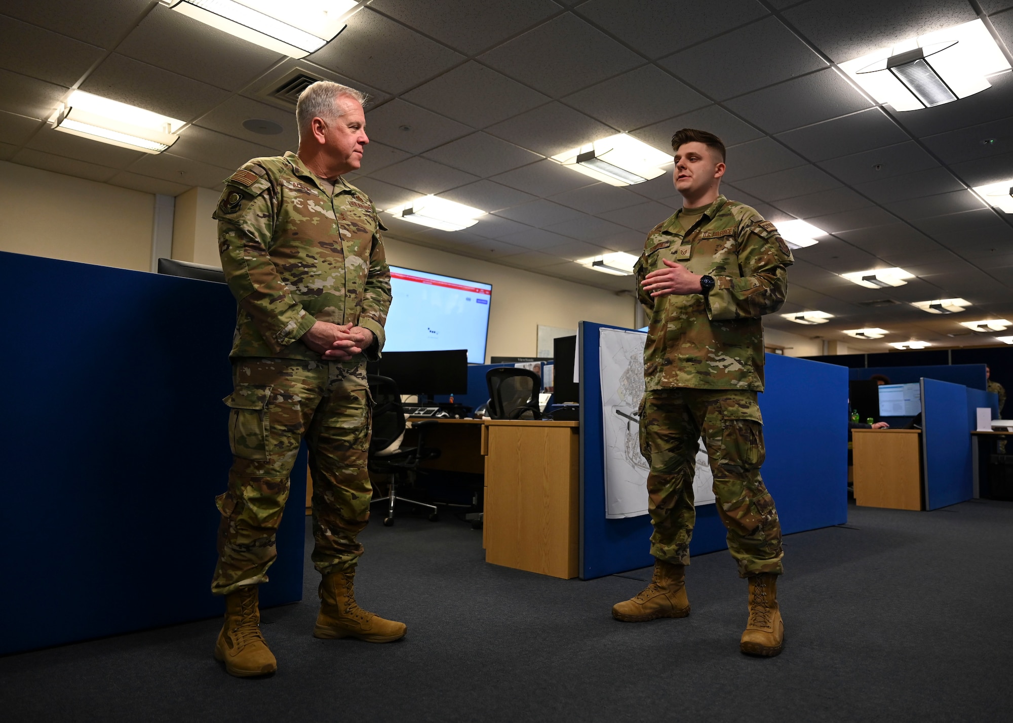 Allen visited the base to learn more about communication system development.
