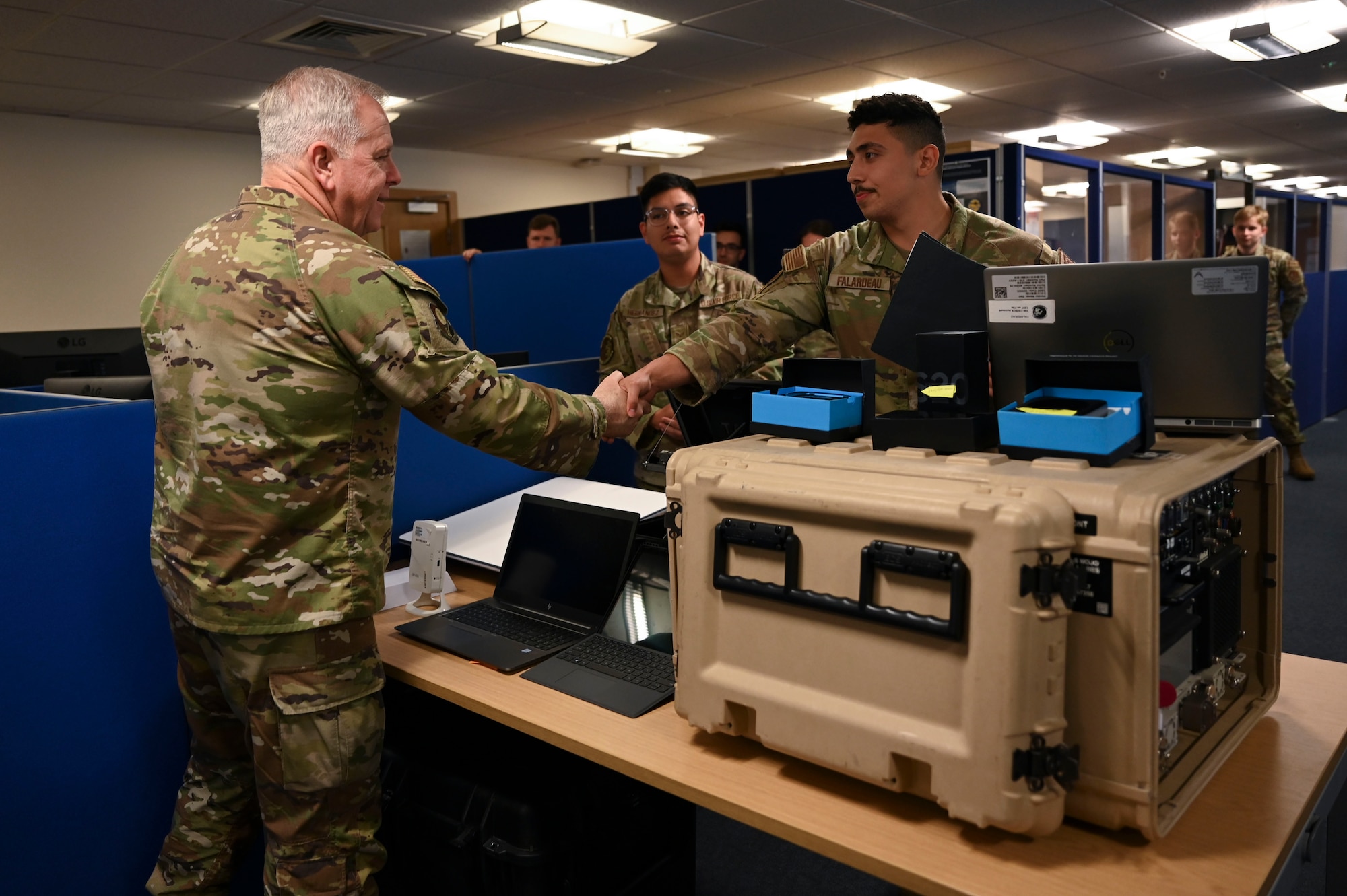 Allen visited the 100th CS to learn more about communication system development.
