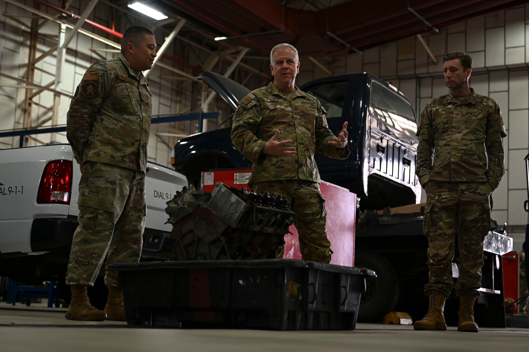 Allen learned about the vehicle parts and the physical labor that is required for repairing base vehicles.