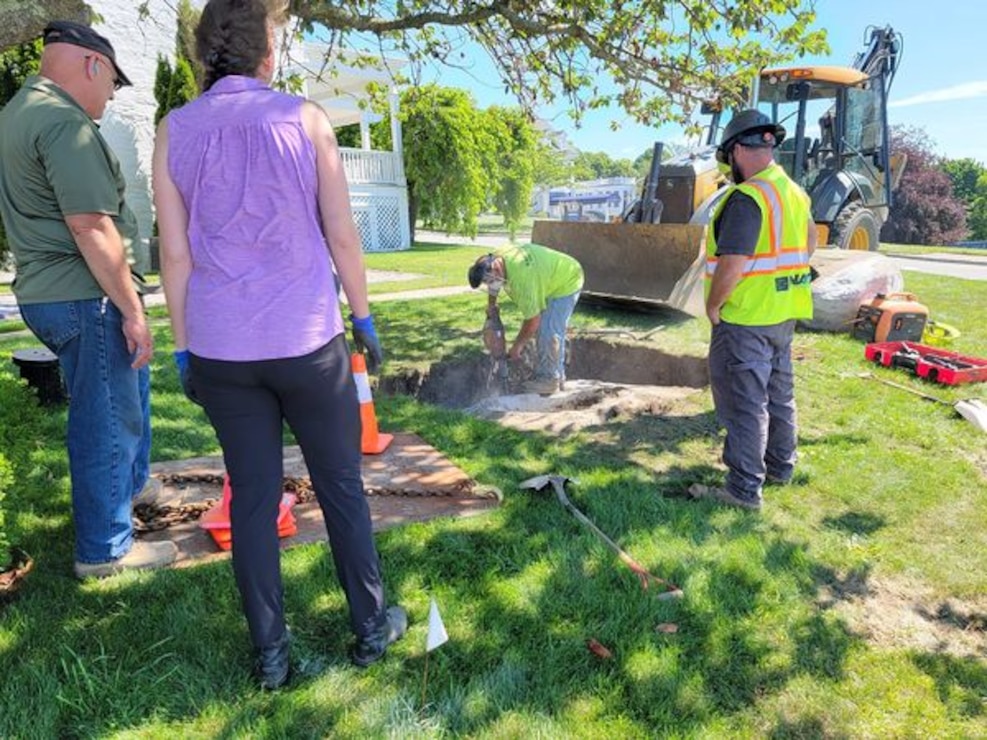 Excavation work began June 24 at Naval War College Museum to recover a century-old time capsule.
