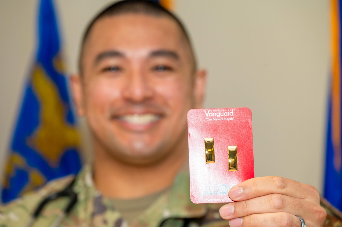 An Airman displays "butter bars"