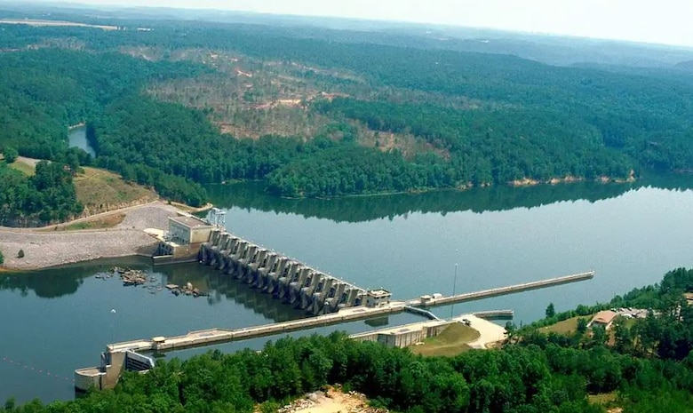 Aerial Picture of a Lock and Dam