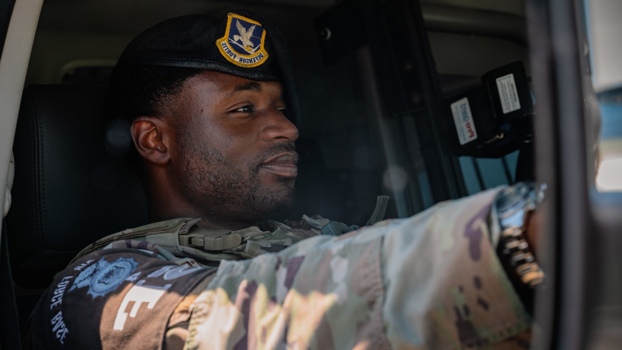 Airman surveys the area