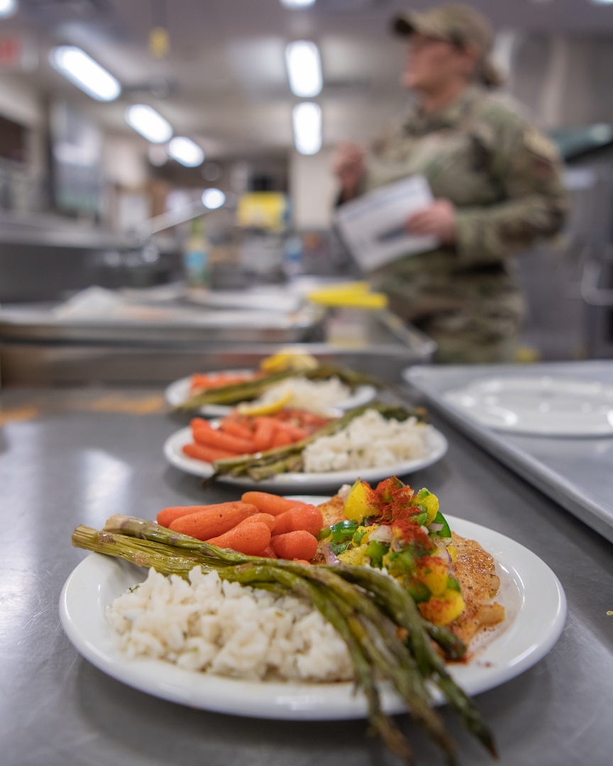 138th Fighter Wing Services Flight, October 14, 2023, at Tulsa Air National Guard Base, Okla. Services Flight is responsible for planning, preparing, and cooking meals for Airmen. This includes breakfast, lunch, and dinner, ensuring they are nutritious, balanced, and meet Air Force standards. (Oklahoma Air National Guard photo by Master Sgt. C.T. Michael)