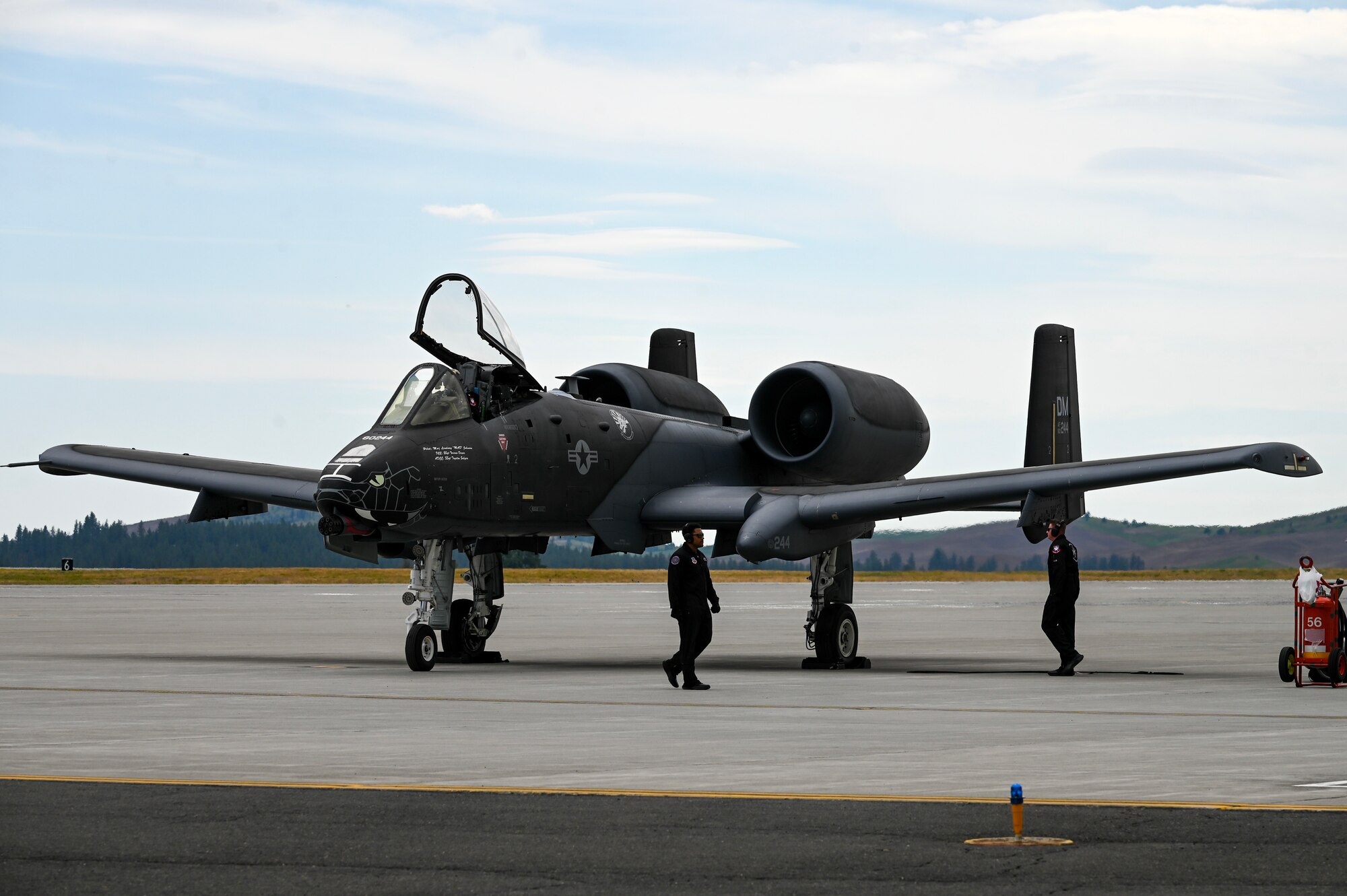 An A-10C aircraft sits on the flightline.