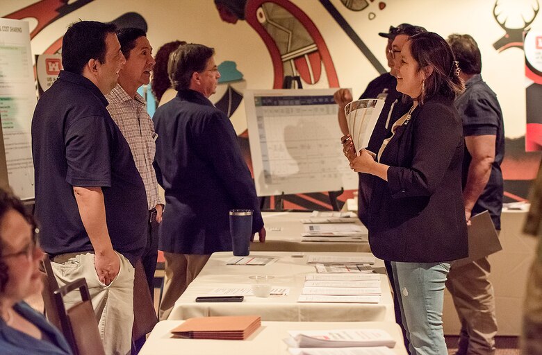 Rosanna Jumbo-Fitch, Navajo Nation Chinle Chapter President, speaks with USACE-Albuquerque District personnel during a Tribal Nations Open House at the Indian Pueblo Cultural Center in Albuquerque, New Mexico, June 25, 2024.