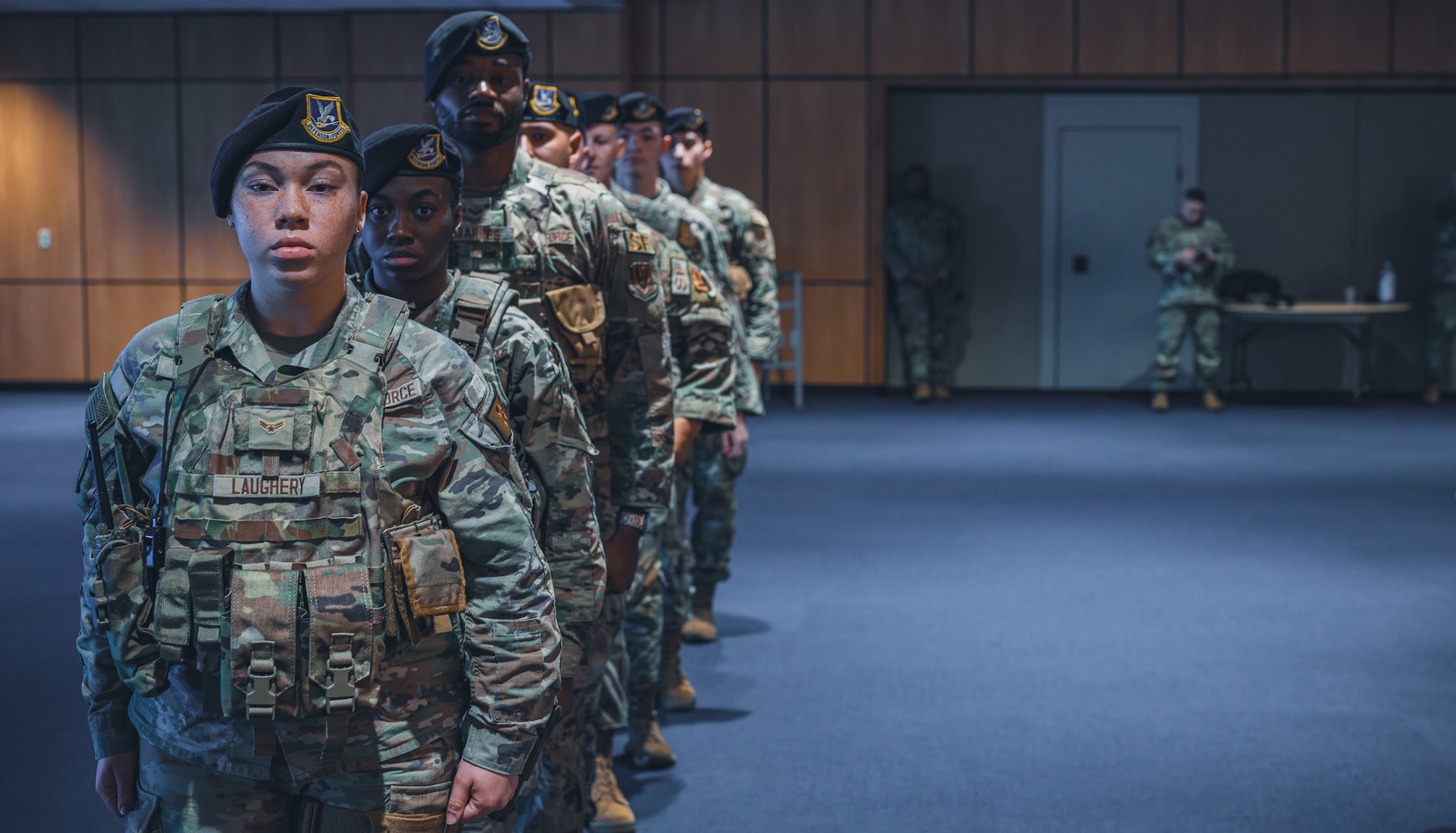 Airmen prepare for a presentation