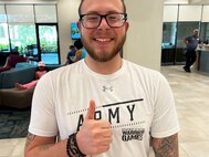 U.S. Army Spc. Noah Strunk is pumped and ready to compete with Team Army at the 2024 Department of Defense Warrior Games