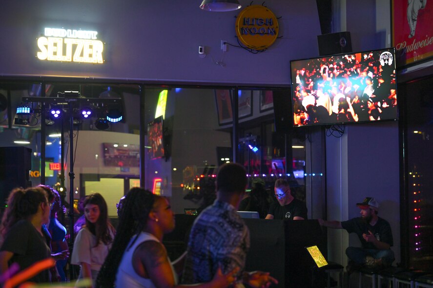 David Turnbull, DMI Entertainment owner, DJs for a crowd at the Dakota Lounge in Downtown Minot, North Dakota, June 21, 2024. Turnbull DJs at this establishment every Friday and Saturday night.