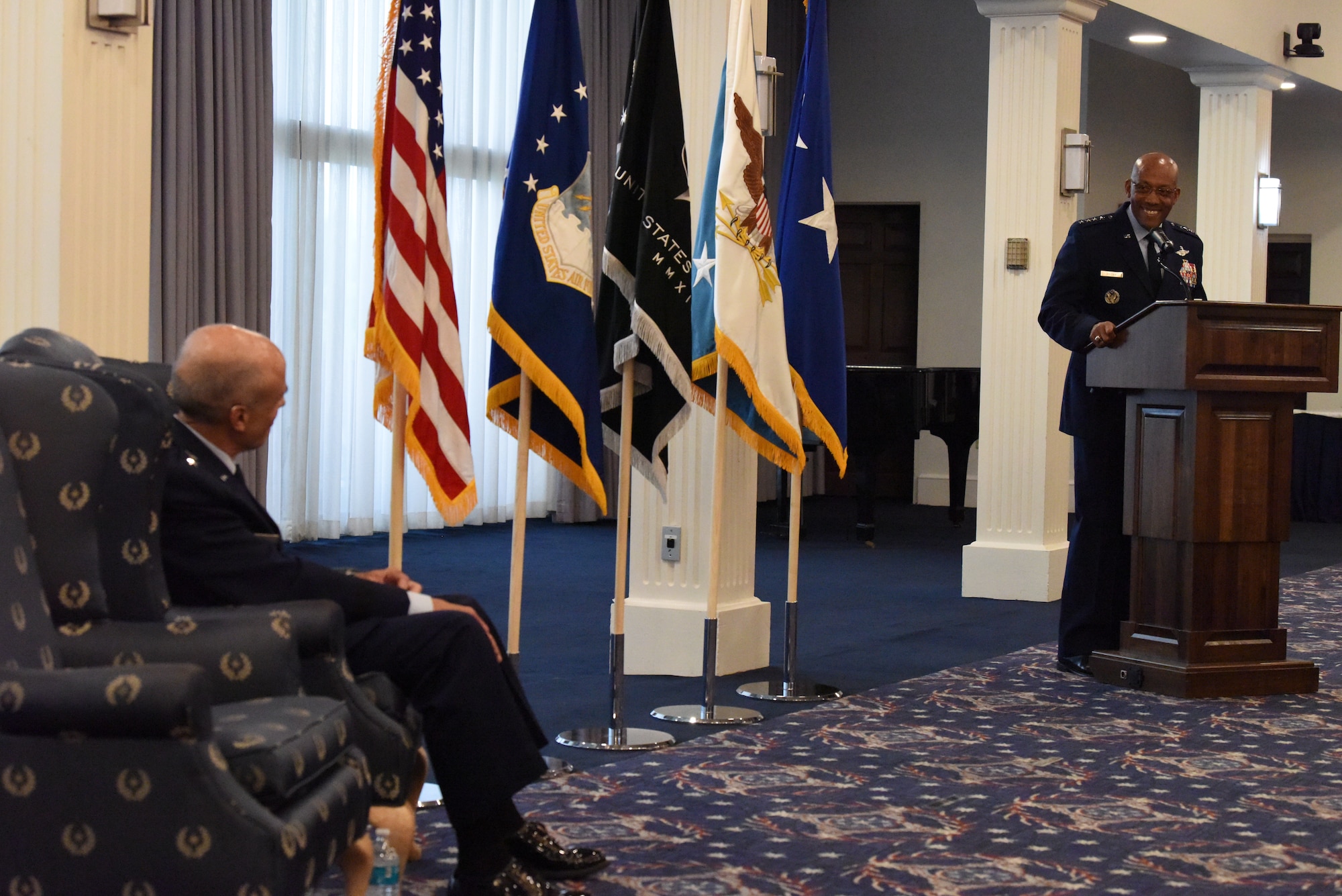 Image of two Airmen at an event.
