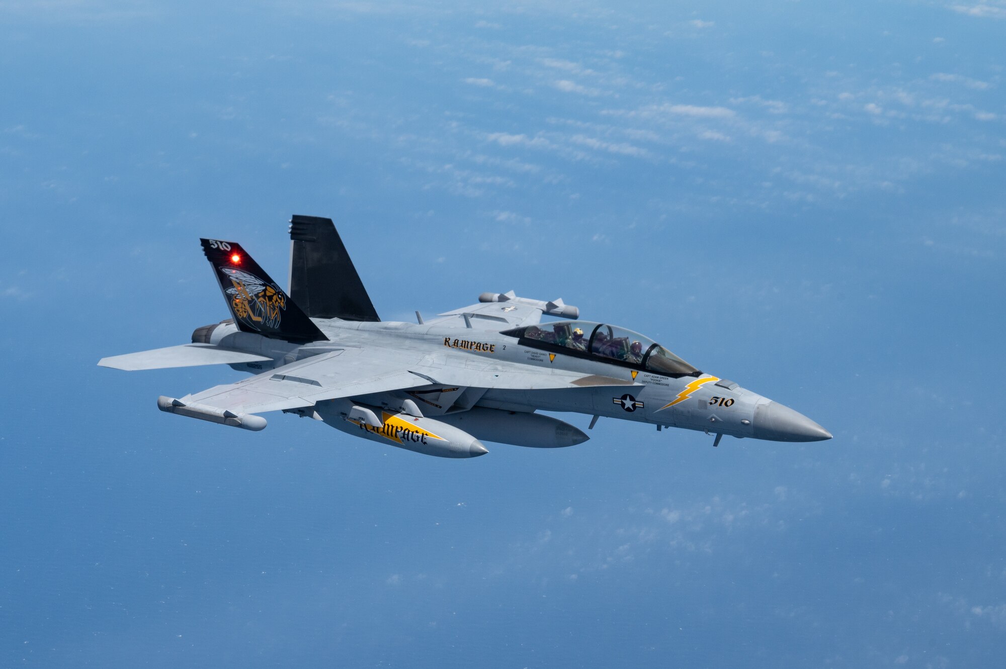 An EA-18 flies over the Pacific Ocean