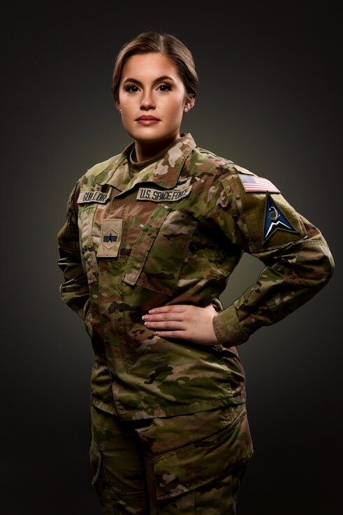  U.S. Space Force Spc 4. Brianna Guillory, 4th Space Operations Squadron, poses for a photo as the focus of a feature story at Schriever Space Force Base, Colorado, May 22, 2024. Guillory was selected as one of fifty women to attend and compete in the 2024 Miss Colorado USA beauty pageant. (U.S. Space Force photo by Dennis Rogers)