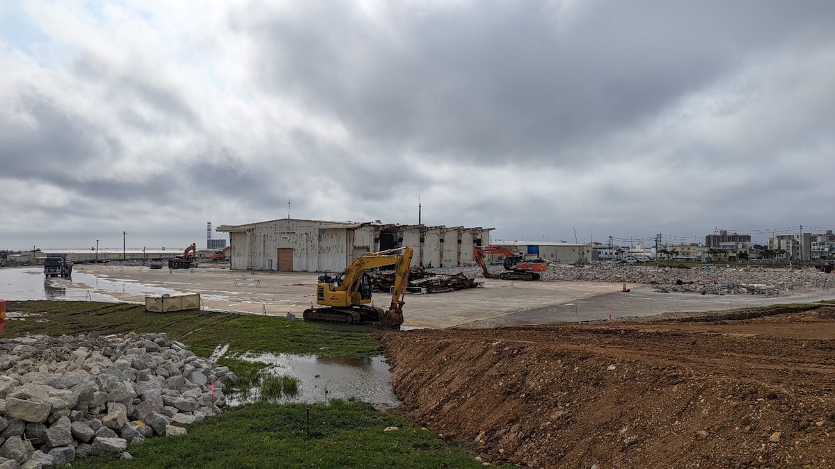 Demolition of the old helicopter operations and maintenance hangar