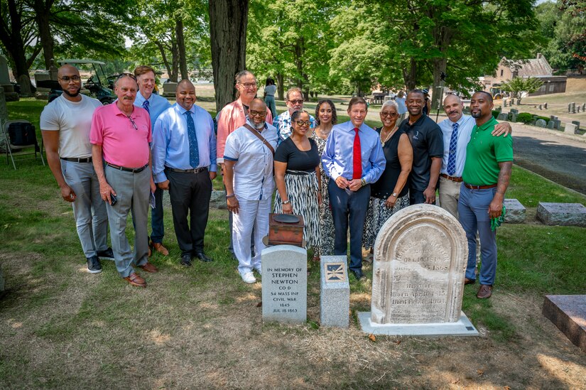 CTNG helps unveil burial marker for Civil War Soldier, parents’ refurbished gravestone