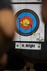 U.S. Army Cpt. Hannah Wright waits for her official score in archery