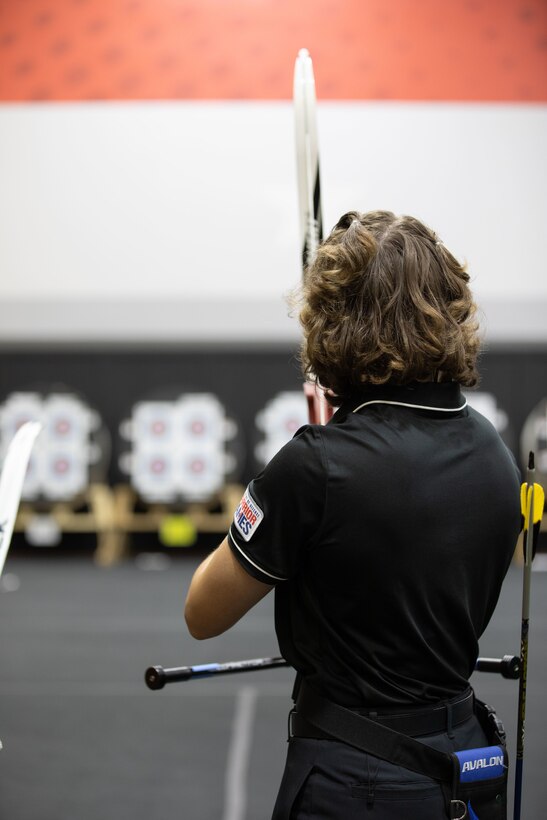U.S. Army Cpt. Hannah Wright competes in the archery event