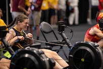 U.S. Army Sgt. Bianca Hayden competes in indoor rowing