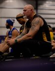 U.S. Army veteran Steve Bortle takes a moment before competing in the indoor rowing event