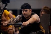 U.S. Army veteran J.P. Lane competes in the indoor rowing event