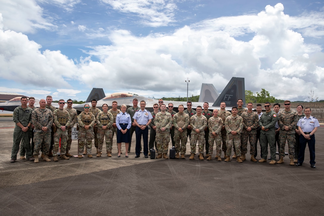 Gen. Hiroaki Uchikura, Koku-Jieitai Japan Air Self-Defense Force, Chief of Staff and U.S. Air Force Lt. Gen. Laura Lenderman, the Deputy Commander, Pacific Air Forces, Joint Base Pearl Harbor-Hickam, Hawaii, and the Deputy Theater Air Component Commander to the Commander, U.S. Indo-Pacific Command, visit Palau National Airport, Airai, Palau, June 14, 2024. The United States and Japan alliance remains postured and ready to ensure the security and stability of the Indo-Pacific region. (U.S. Marine Corps photo by Sgt. Nello Miele)