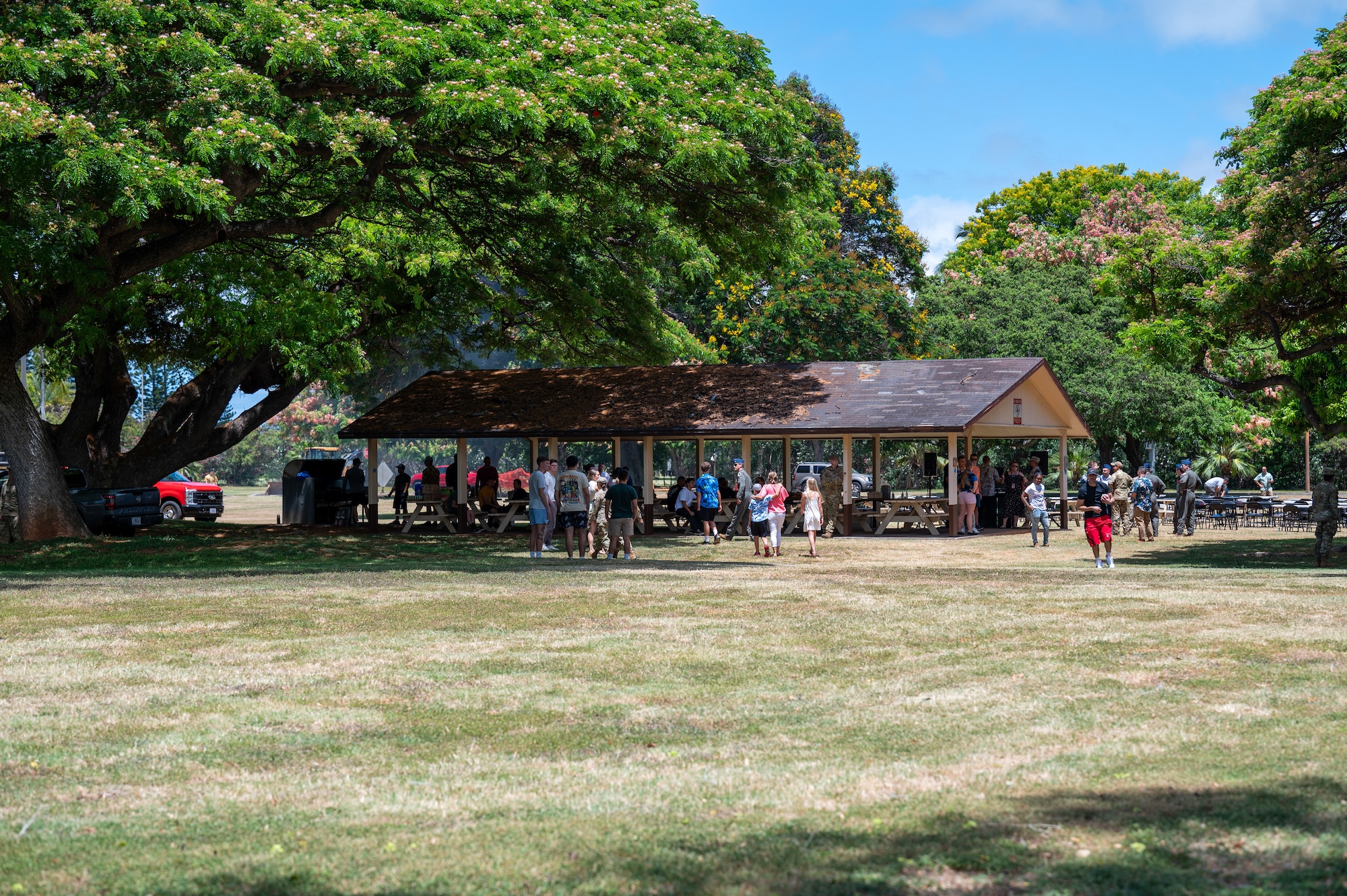 Airmen attend a picnic.