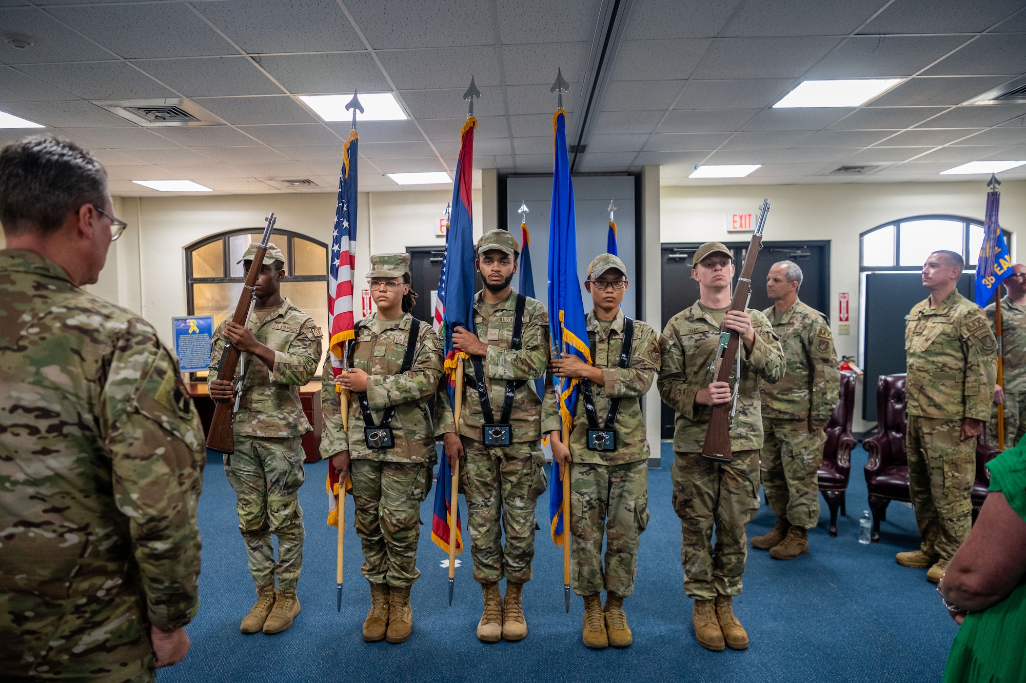 U.S. Air Force Col. Matthew S. Drossner, 36th Expeditionary Aircraft Maintenance Squadron commander, relinquished command to Maj. Sean P. Harte during the 36th Expeditionary Aircraft Maintenance Squadron's Assumption of command at Andersen Air Force Base, Guam, June 27, 2024.