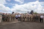 Gen. Hiroaki Uchikura, Koku-Jieitai Japan Air Self-Defense Force, Chief of Staff and U.S. Air Force Lt. Gen. Laura Lenderman, the Deputy Commander, Pacific Air Forces, Joint Base Pearl Harbor-Hickam, Hawaii, and the Deputy Theater Air Component Commander to the Commander, U.S. Indo-Pacific Command, visit Palau National Airport, Airai, Palau, June 14, 2024. The United States and Japan alliance remains postured and ready to ensure the security and stability of the Indo-Pacific region. (U.S. Marine Corps photo by Sgt. Nello Miele)