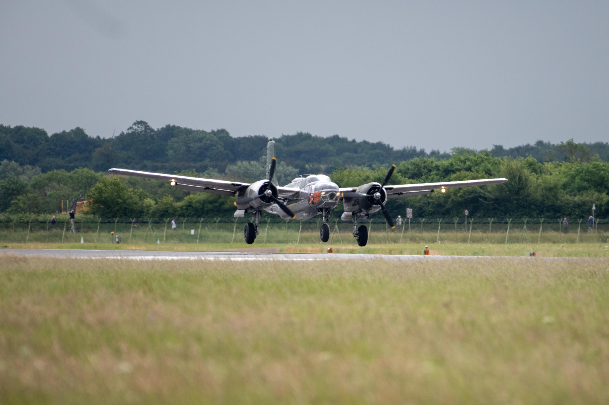 A Douglas A-26C Invader prepares to lands at RAF Fairford