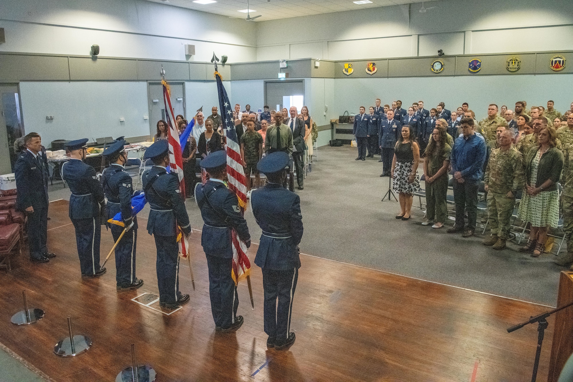 Honor Guardsmen present the colors