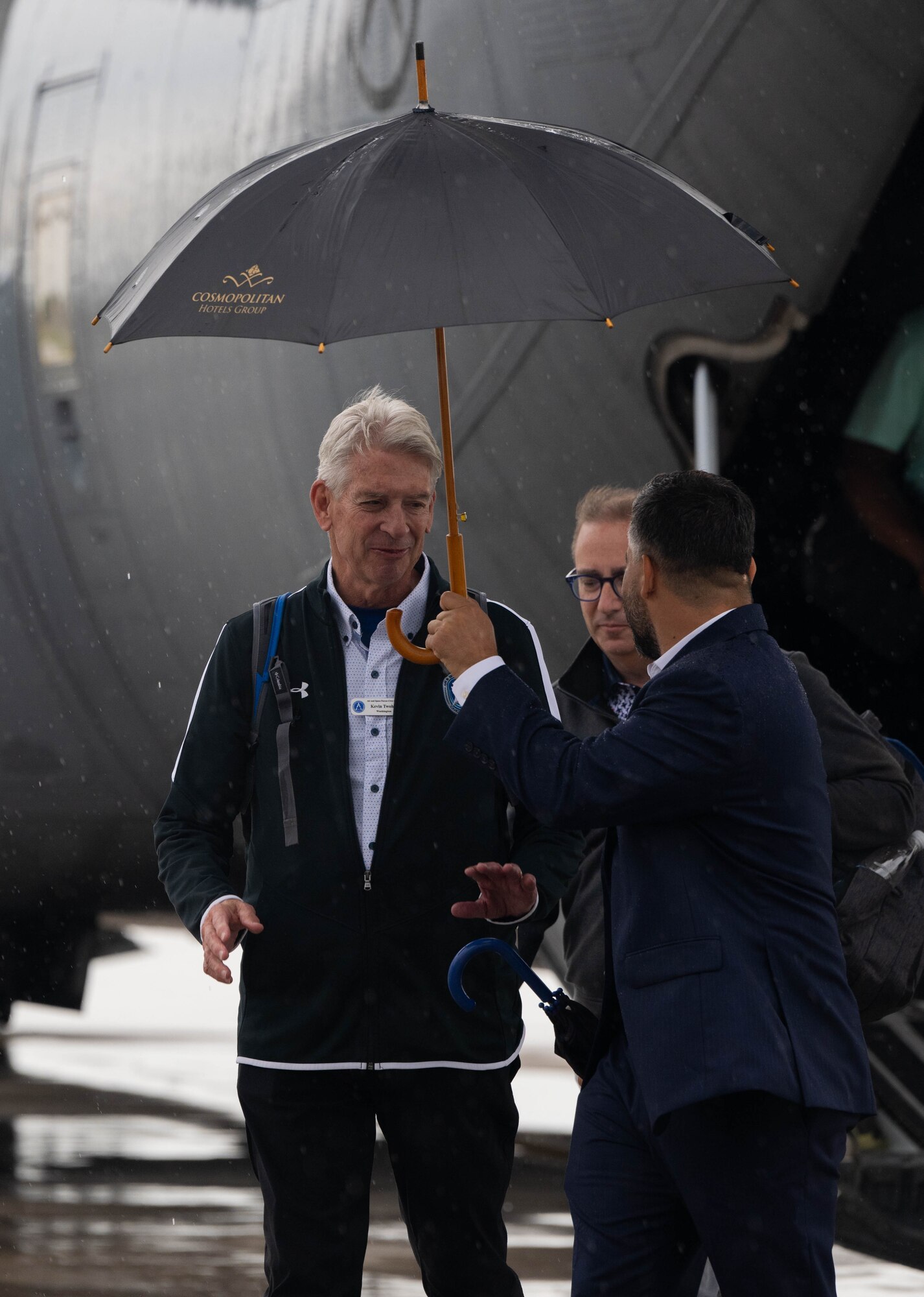 Civic leaders arrive at Aviano Air Base.