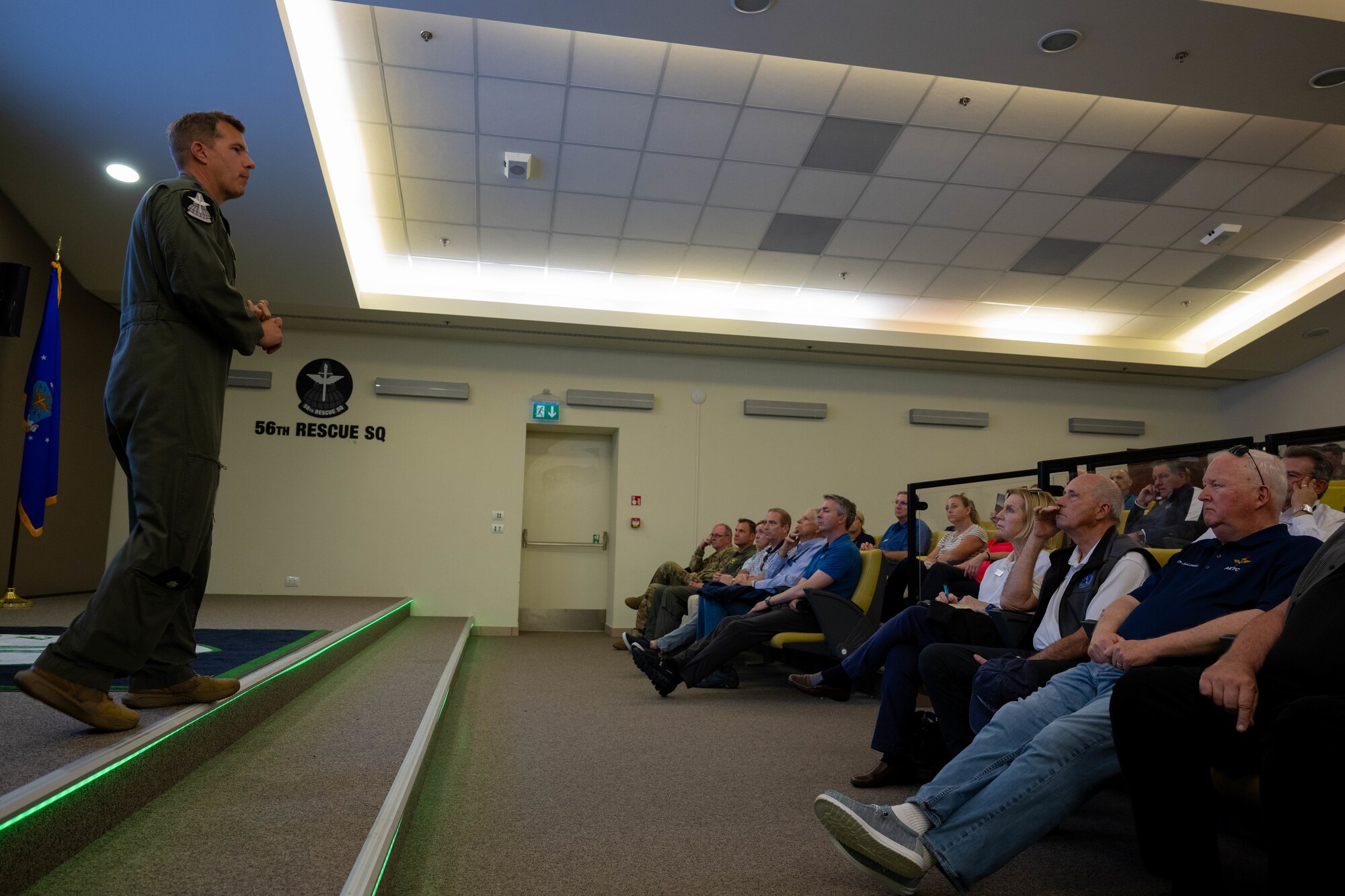 56th Rescue Squadron commander briefs civic leaders.