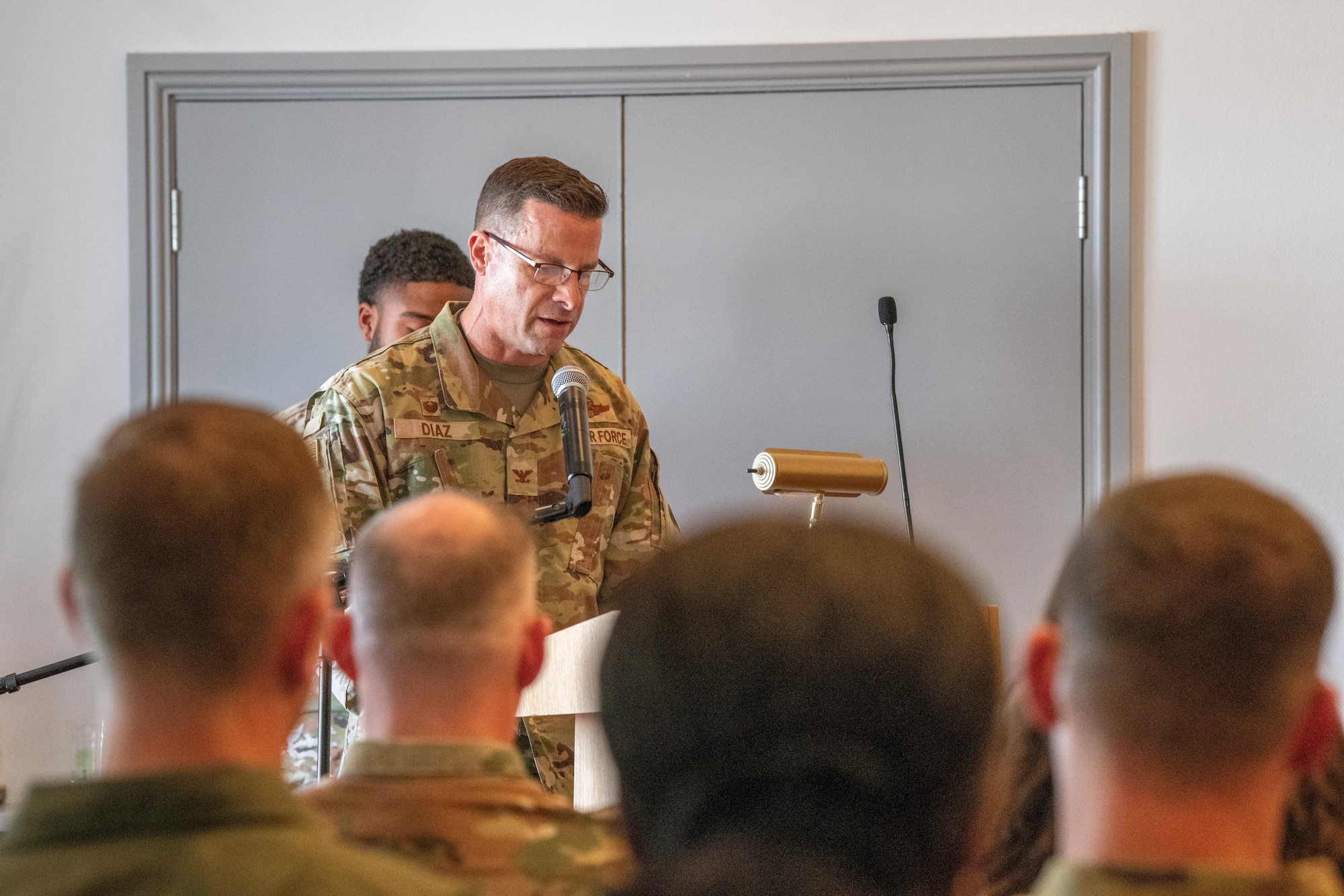 Airman makes a speech