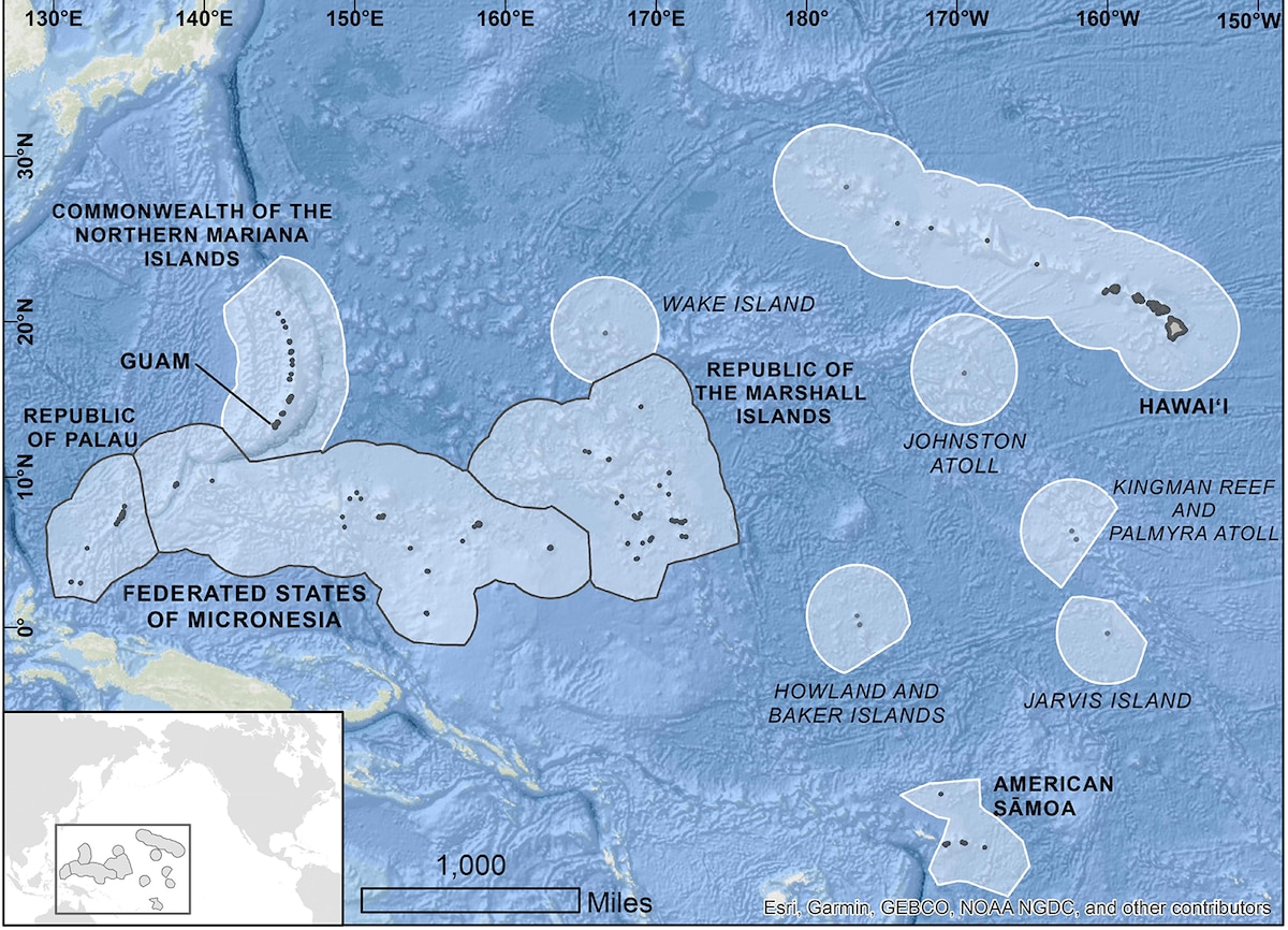 Map of Pacific Island groupings