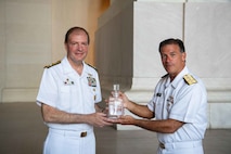 Adm. John Aquilino, former Commander of the United States Indo-Pacific Command, passed the title of Old Goat to Adm. Stuart Munsch, Commander of United States Naval Forces Europe and Africa and Commander of Allied Joint Force Command, Naples, on the National Mall, Jun. 26.