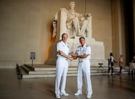 Adm. John Aquilino, former Commander of the United States Indo-Pacific Command, passed the title of Old Goat to Adm. Stuart Munsch, Commander of United States Naval Forces Europe and Africa and Commander of Allied Joint Force Command, Naples, on the National Mall, Jun. 26.
